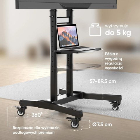 Mobilny stojak do TV 50"-90" do 90 kg ONKRON TS1891 Czarny
