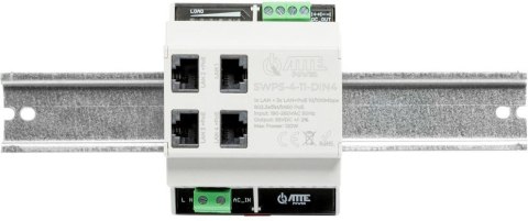 Switch PoE 4 portowy z wbudowanym zasilaczem na szynę TH35 ATTE SWPS-4-11-DIN4