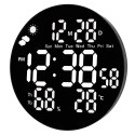 Zegar Ścienny Cyfrowy LED Data Temperatura Wilgotność Alarm Pilot 25 cm