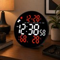 Zegar Ścienny Cyfrowy LED Data Temperatura Wilgotność Alarm Pilot 25 cm