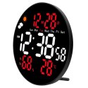 Zegar Ścienny Cyfrowy LED Data Temperatura Wilgotność Alarm Pilot 25 cm