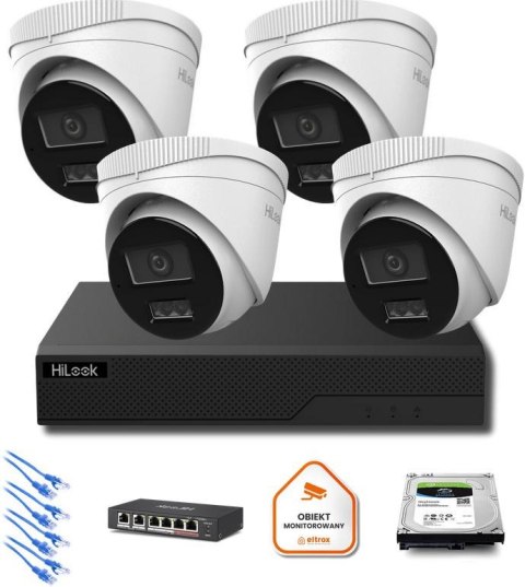 Zestaw monitoringu IP Hilook 4x IPC-T280HA-LU 8MP Smart-hybrid Light