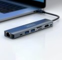 HUB USB-C Przejściówka ADAPTER 8w1 HDMI 2.0 4K 60 Hz Gigabit Ethernet 1000 Mbps Zenwire HUB81