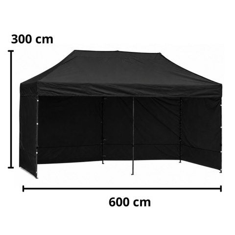 Namiot Ekspresowy Ogrodowy Cateringowy Pawilon Handlowy Czarny 3x6 M