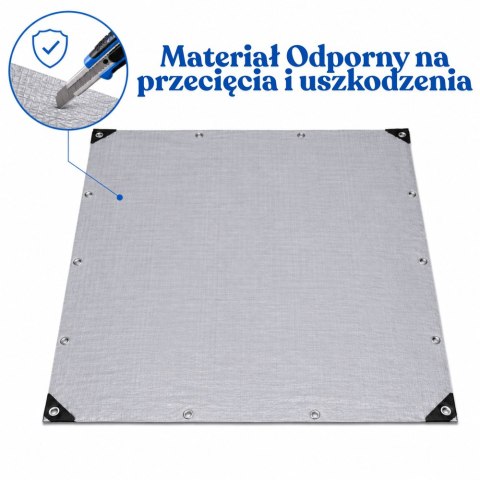 Plandeka Wodoodporna Folia Zbrojona Ochronna Przeciwdeszczowa Szara 2x4 M