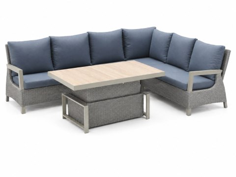 Zestaw mebli ogrodowych Royal Comfort techorattan szary + Duży Narożnik + Regulowany Stół + 13 Poduszek
