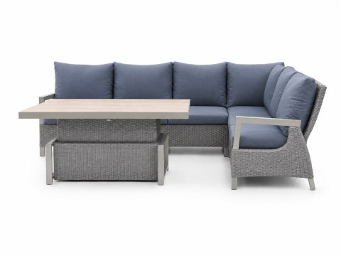 Zestaw mebli ogrodowych Royal Comfort techorattan szary + Duży Narożnik + Regulowany Stół + 13 Poduszek