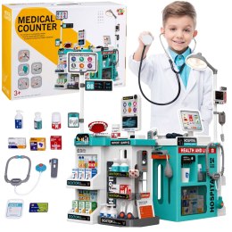 Duży Zestaw Lekarski Stolik Medyczny Doktor Światła Dźwięki Akcesoria 77el.