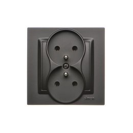 KONTAKT SIMON 10 CZARNY MAT GNIAZDO Z/U 2X ZACISKI ŚRUBOWE 16A 250V