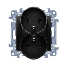 KONTAKT SIMON 10 MODUŁ CZARNY MAT GNIAZDO 2X Z/U ZACISKI ŚRUBOWE 16A 250V
