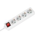 Przedłużacz 4 gniazda 5m typu niemieckiego z przełącznikiem (3x1,5mm) Rebel biały