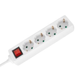 Przedłużacz 4 gniazda 5m typu niemieckiego z przełącznikiem (3x1,5mm) Rebel biały