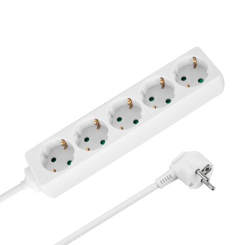 Przedłużacz 5 gniazd 5m typu niemieckiego bez przełącznika (3x1,5mm) Rebel biały