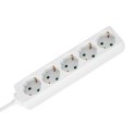 Przedłużacz 5 gniazd 5m typu niemieckiego bez przełącznika (3x1,5mm) Rebel biały