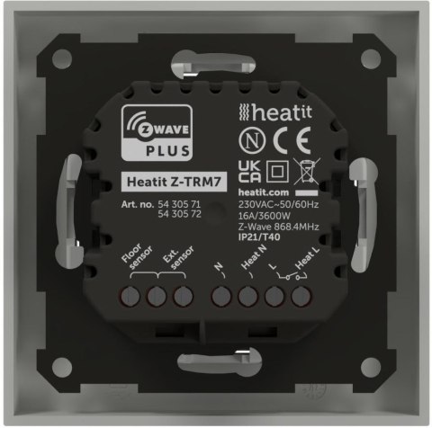 Termostat Heatit Z-TRM7 White RAL 9003 Z-Wave Thermostat 3600W 16A 868,4 Mhz