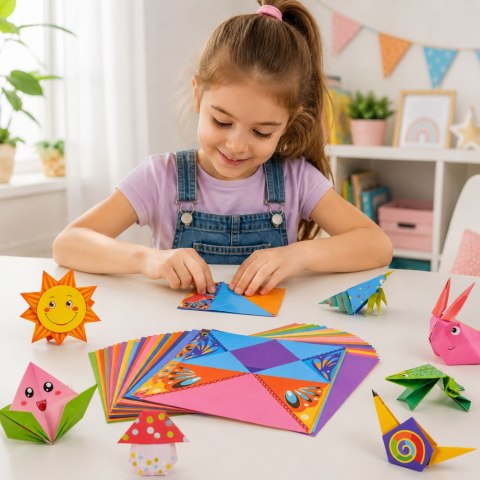 Zestaw Do Origami Papier Kolorowy Książeczka Instruktażowa 100 Arkuszy