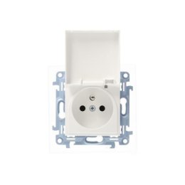 KONTAKT SIMON 10 MODUŁ BIAŁY GNIAZDO 1X Z/U Z KLAPKĄ BIAŁĄ IP44 16A 250V
