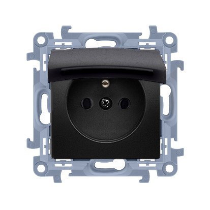 KONTAKT SIMON 10 MODUŁ CZARNY MAT GNIAZDO 1X Z/U Z KLAPKĄ IP44 16A 250V