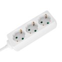 Przedłużacz 3 gniazda 5m typu niemieckiego bez przełącznika (3x1,5mm) Rebel biały