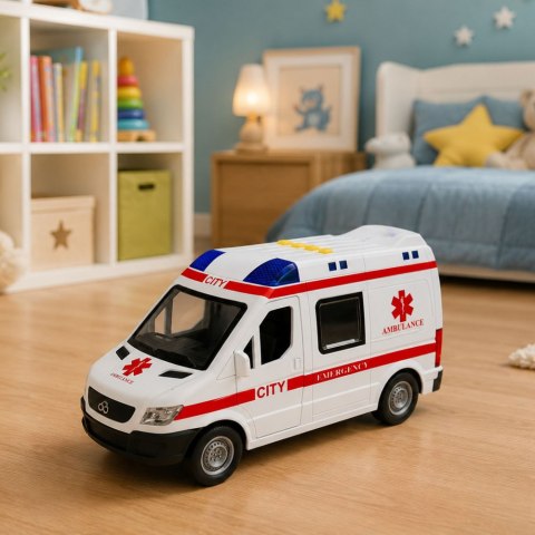 Karetka Pogotowia Ambulans Nosze Napęd Światła Dźwięki Biała 1:10