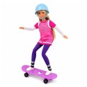 Lalka Anlily Z Fioletowa Deskorolką Skejterka Kask Długa Bluza Zestaw