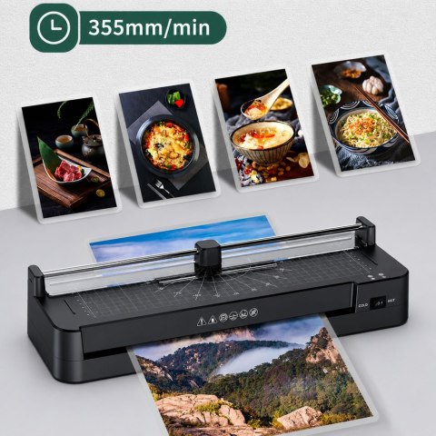 Laminator Ze Zgrzewarką i Gilotyną 3W1 Do Dokumentów Zdjęć A3 Czarny
