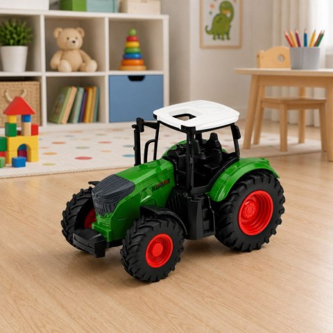 Traktor Rolniczy Farmerski Gospodarski Gumowe Koła Biało Zielony 1:24