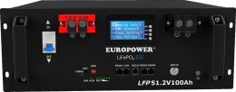 Magazyn energii LiFePO4 EUROPOWER serii LFP 51,2V 100Ah BMS, LCD (Żywotność ~5000 cykli) + STOJAK