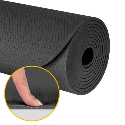 Mata gimnastyczna do ćwiczeń joga, pilates, fitness, 183x61cm, 4mm, REBEL