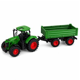 Traktor Rolniczy Farmerski z Przyczepą Wywrotką Gumowe Koła Zielony 1:24