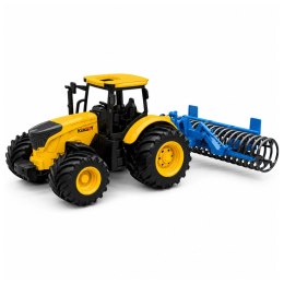 Traktor Rolniczy Farmerski z Wałem Uprawowym Światła Dźwięki Żółty 1:24