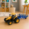 Traktor Rolniczy Z Pługiem Wieloskibowym Światła Dźwięki Żółty 1:24