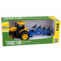 Traktor Rolniczy Z Pługiem Wieloskibowym Światła Dźwięki Żółty 1:24