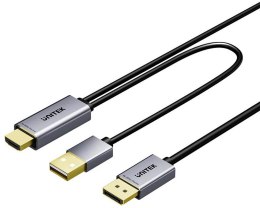 Unitek Kabel HDMI do DisplayPort 4K z zasilaniem USB-A | 4K@60Hz | HDR | 1,8 m