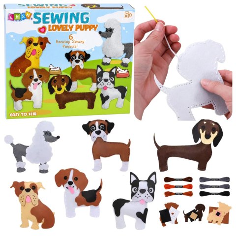 Zestaw Kreatywny Pluszaki Do Szycia Filcowe Maskotki Pieski DIY 6 szt.