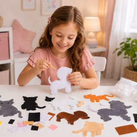 Zestaw Kreatywny Pluszaki Do Szycia Filcowe Maskotki Pieski DIY 6 szt.
