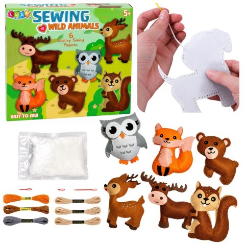 Zestaw Kreatywny Pluszaki Do Szycia Filcowe Zwierzęta Leśne DIY 6 szt.