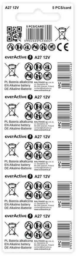 Bateria A27 / 27A everActive 12V (blister 5 szt.)