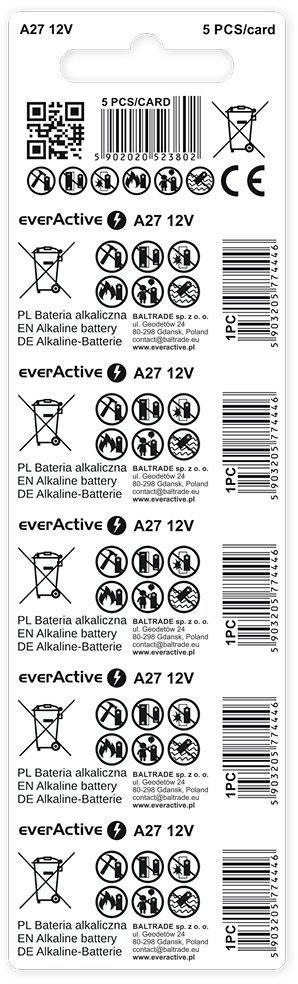 Bateria A27 / 27A everActive 12V (blister 5 szt.)
