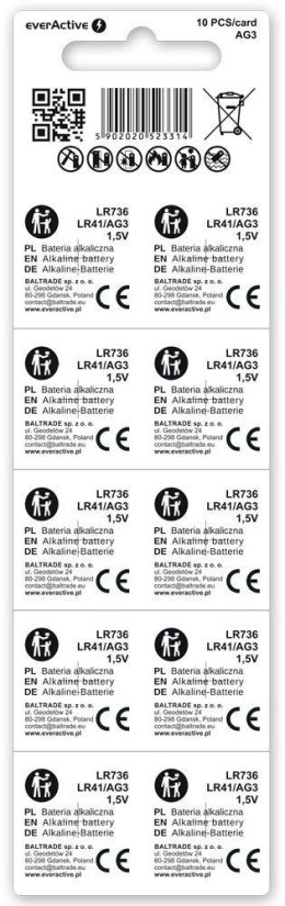 Bateria AG3 / G3 / LR736 / LR41 everActive 1,5V (blister 10 szt.)