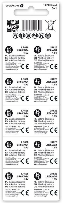 Bateria AG4 / G4 / LR66 / LR626 everActive 1,5V (blister 10 szt.)