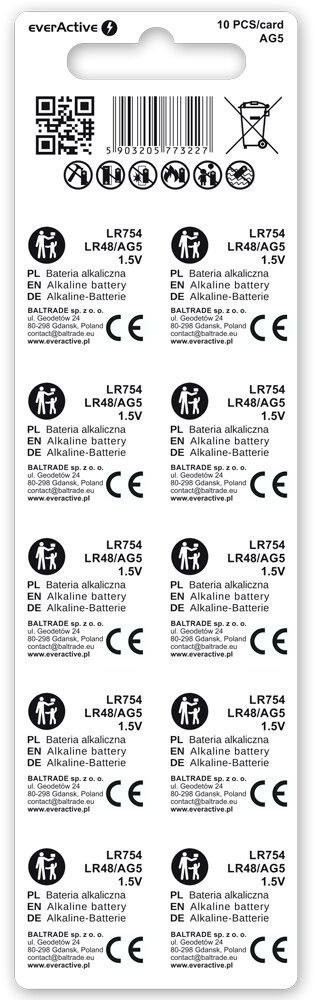 Bateria AG5 / G5 / LR48 / LR754 everActive 1,5V (blister 10 szt.)