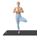 Mata gimnastyczna do ćwiczeń joga, pilates, fitness, 183x61cm, grubość 1.5cm, materiał NBR, czarna, REBEL ACTIVE