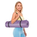 Mata gimnastyczna do ćwiczeń joga, pilates, fitness, 183x61cm, grubość 1.5cm, materiał NBR, fioletowa, REBEL ACTIVE