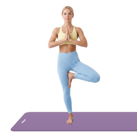 Mata gimnastyczna do ćwiczeń joga, pilates, fitness, 183x61cm, grubość 1cm, materiał NBR, fioletowa, REBEL ACTIVE