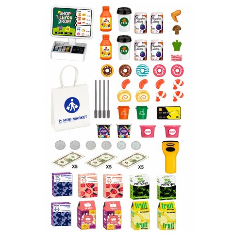 Supermarket Kasa Fiskalna Skaner Dystrybutor Napojów Światła Dźwięki 65 el.