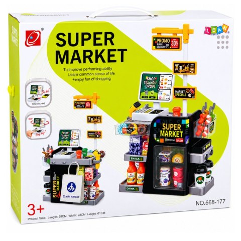 Supermarket Kasa Fiskalna Skaner Dystrybutor Napojów Światła Dźwięki 65 el.