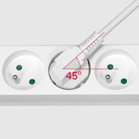 Przedłużacz 3 gniazda 5m typu francuskiego bez przełącznika (3x1,5mm) Rebel biały