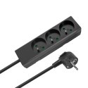 Przedłużacz 3 gniazda 5m typu francuskiego bez przełącznika (3x1,5mm) Rebel czarny