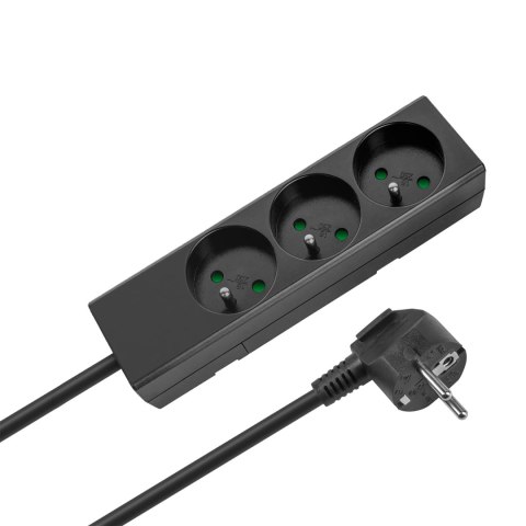 Przedłużacz 3 gniazda 5m typu francuskiego bez przełącznika (3x1,5mm) Rebel czarny
